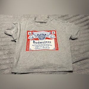 Budweiser Gray Tee with Red and Blue Label